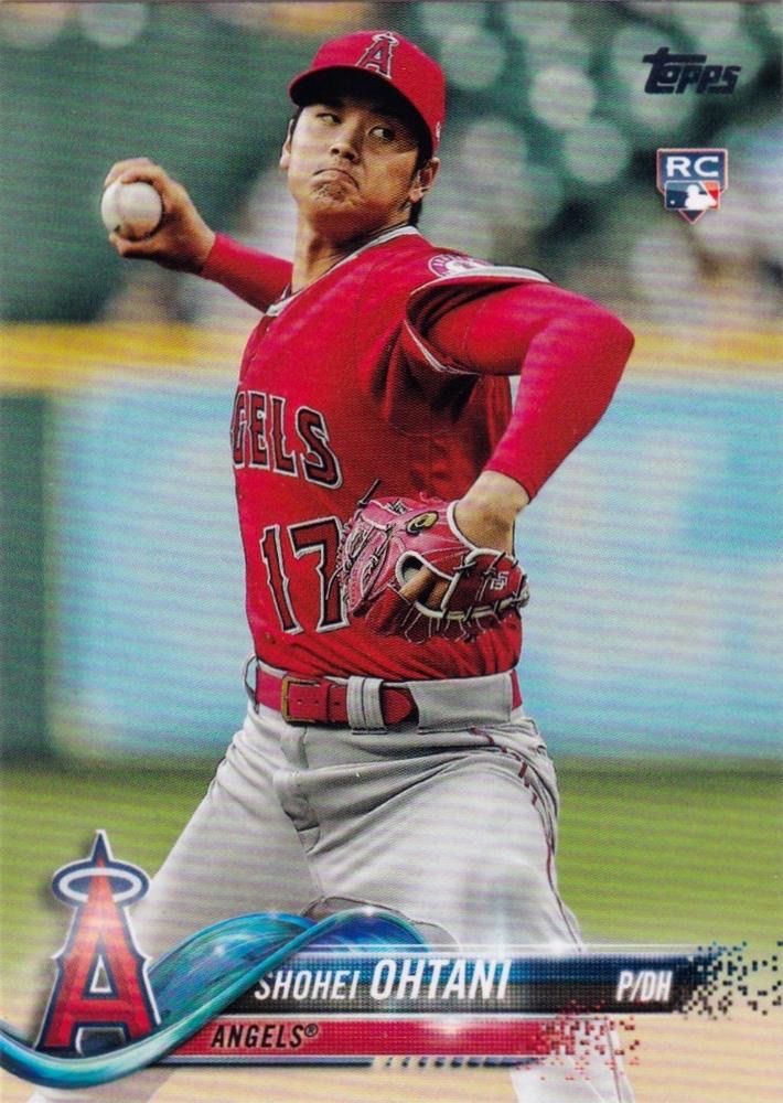 Front of Shohei Ohtani’s 2018 Topps Update #US1 unslabbed base rookie card